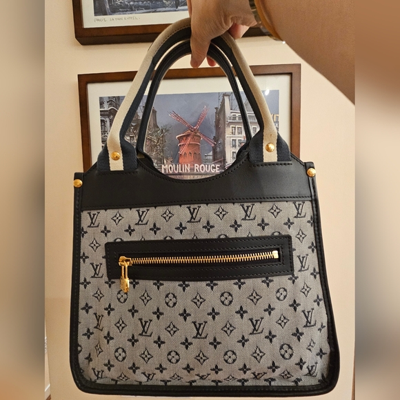 Louis Vuitton Handbags - Louis Vuitton Gray and Blue Mini Monogram Tote with Gold Hardware